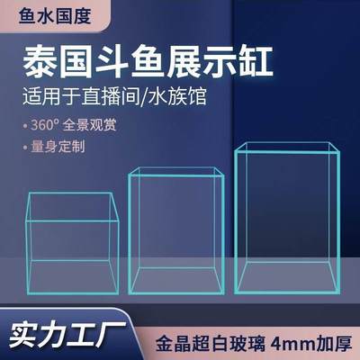 客厅小型斗鱼缸桌面超白玻璃水族箱懒人家用带盖子金鱼生态缸裸缸