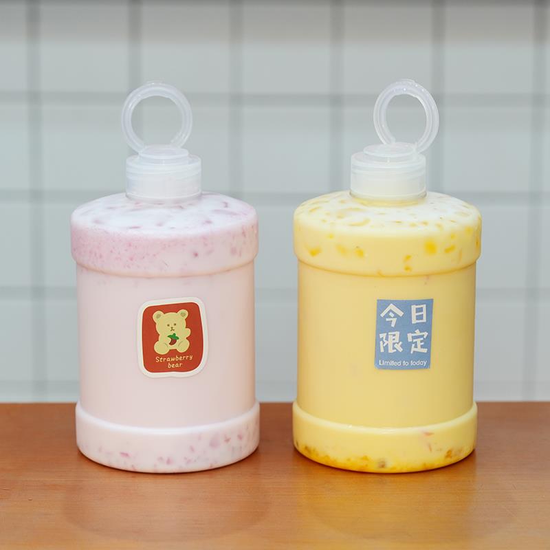 1000ml宝藏水桶桶装奶茶瓶一次性网红果汁饮料瓶商用塑料奶茶瓶