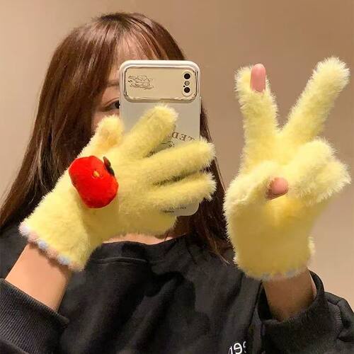 冬季高颜值手套女可爱苹果保暖