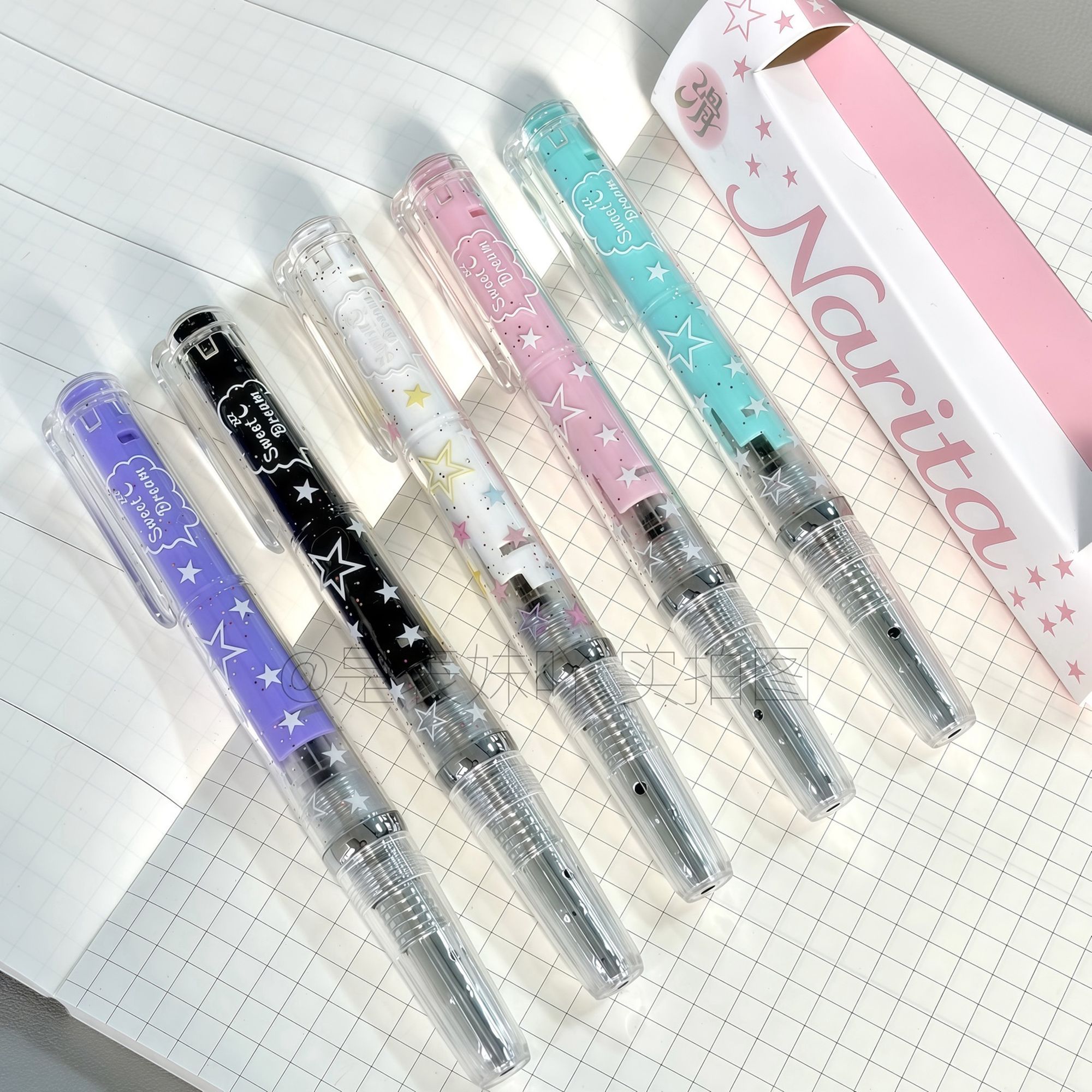 成田良品星梦中性笔圆球针管油墨转动出芯学生1秒速干0.5mm高颜值图片