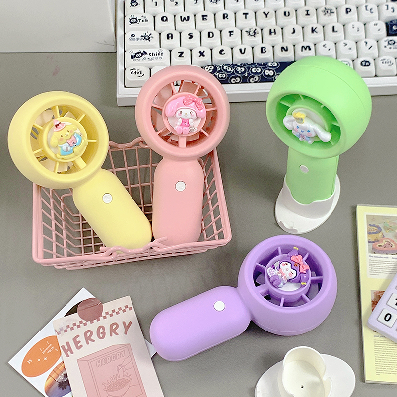 随身携带迷你马卡龙色学生宿舍电扇手持usb三丽欧充电小风扇便携