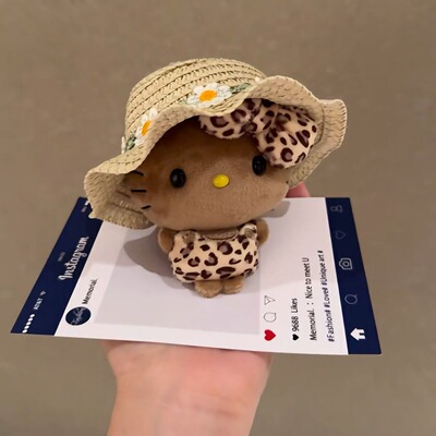 黑皮猫咪草帽可爱钥匙扣