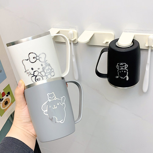日式304不锈钢磁吸倒挂洗漱杯