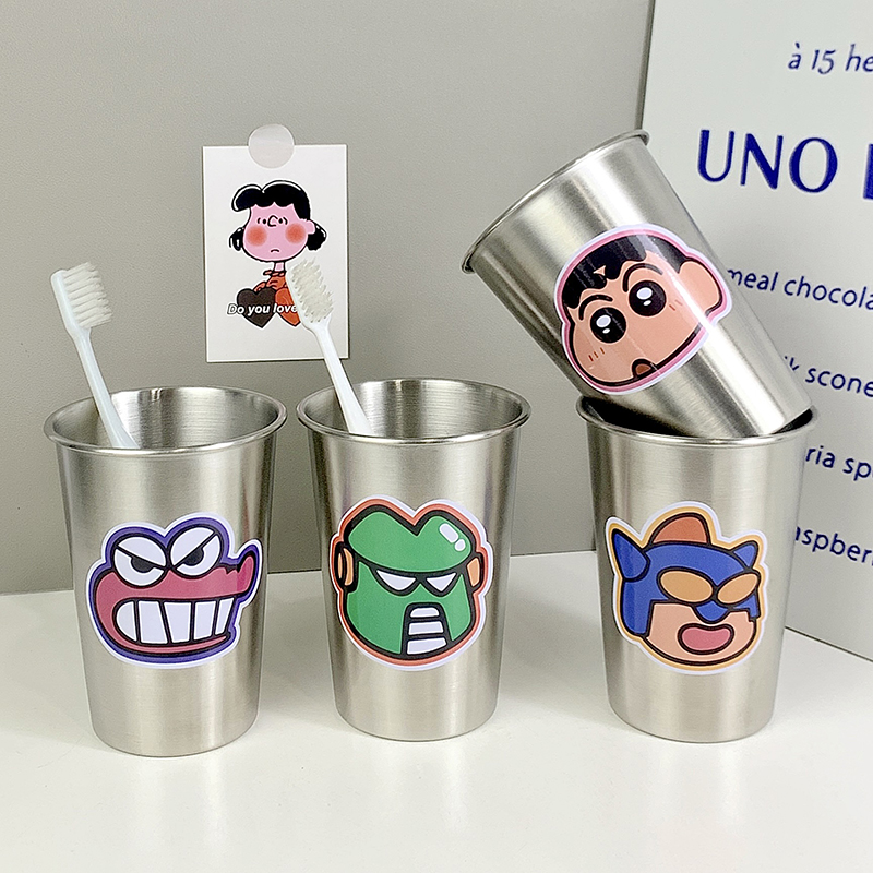 可爱小新高颜值卡通ins304不锈钢漱口杯儿童实用刷牙漱口简约创意
