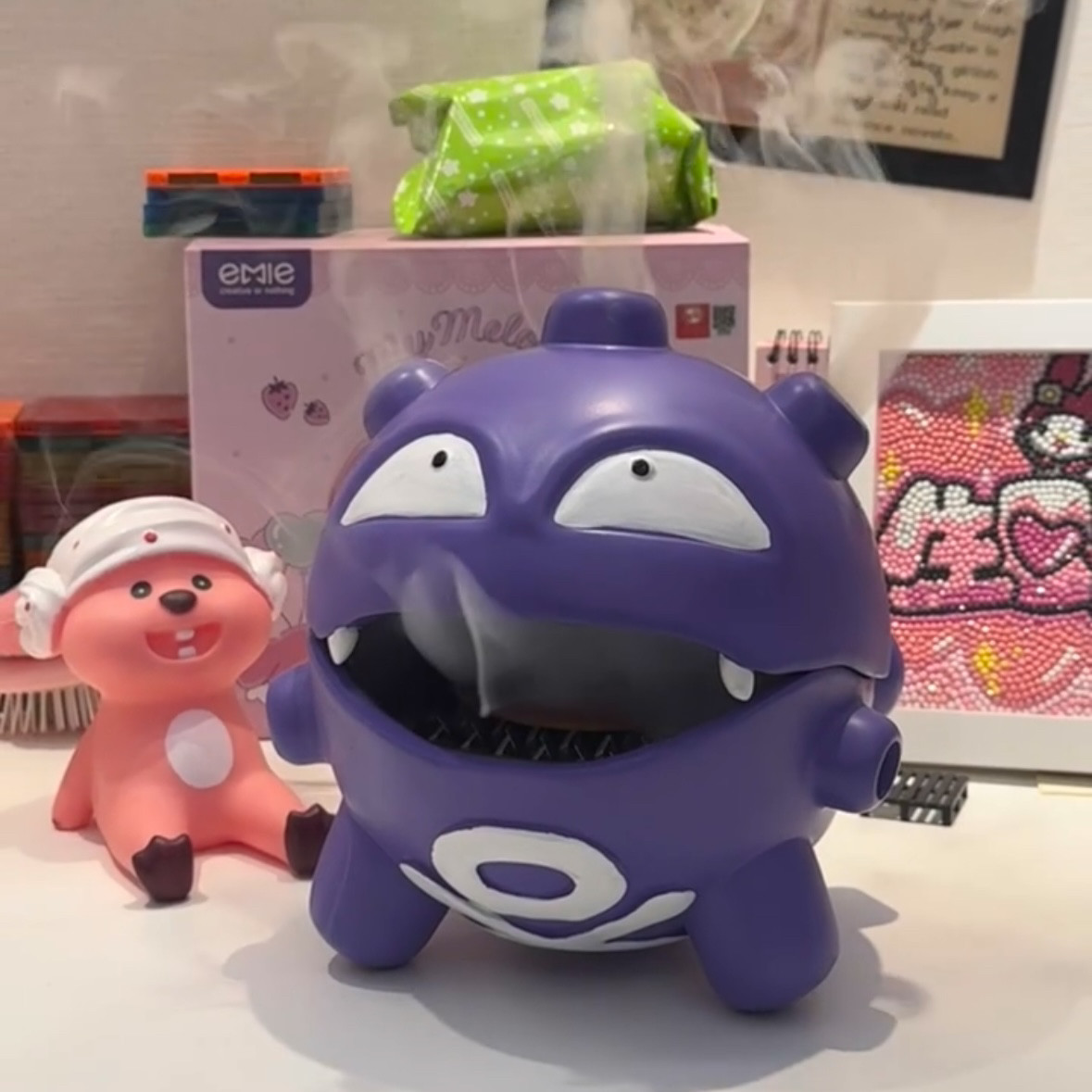 创意瓦斯弹加湿器桌面小摆件玄关收纳双弹瓦斯手办蚊香盘盒檀香炉