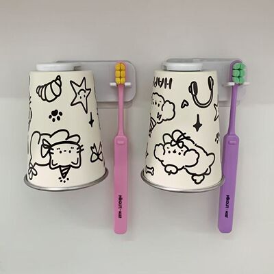 免打孔磁吸漱口杯架简约感