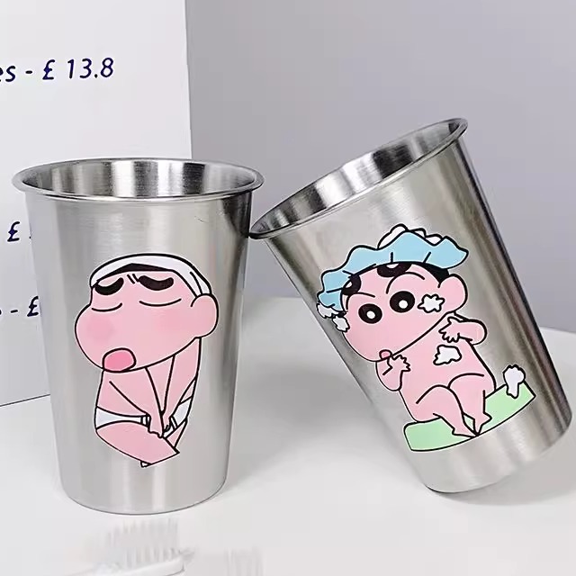 卡通不锈钢高颜值可爱小新ins304漱口杯创意家用情侣洗漱简约牙刷