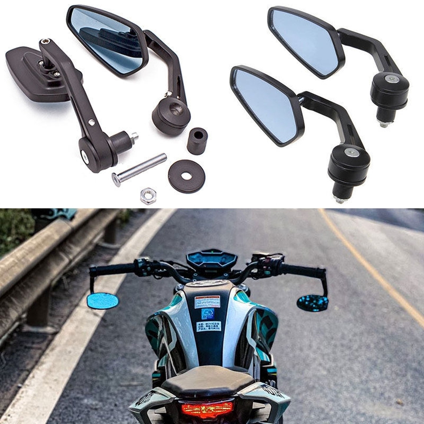 踏板摩托车后视镜复古改装反光镜车把镜手把镜倒车镜22mm金属镜子