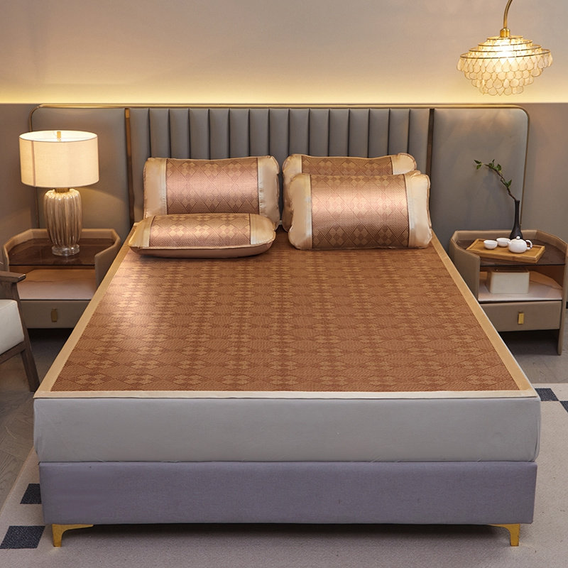 A夏季藤席凉席三件套家用可折叠席单双人夏天学生宿舍空调软席子