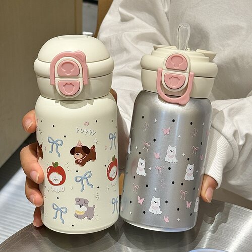 大容量保温杯女儿童吸管杯高颜值不锈钢水壶小学生上学专用水杯