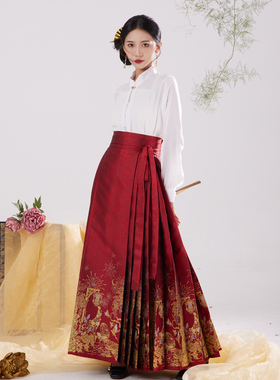 新款原创织金马面裙【一路生花】新中式国风明制汉服女日常通勤