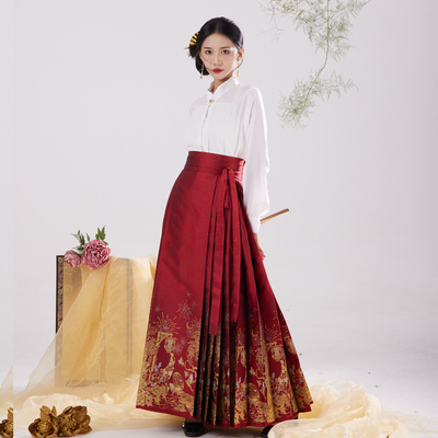 新款原创织金马面裙【一路生花】