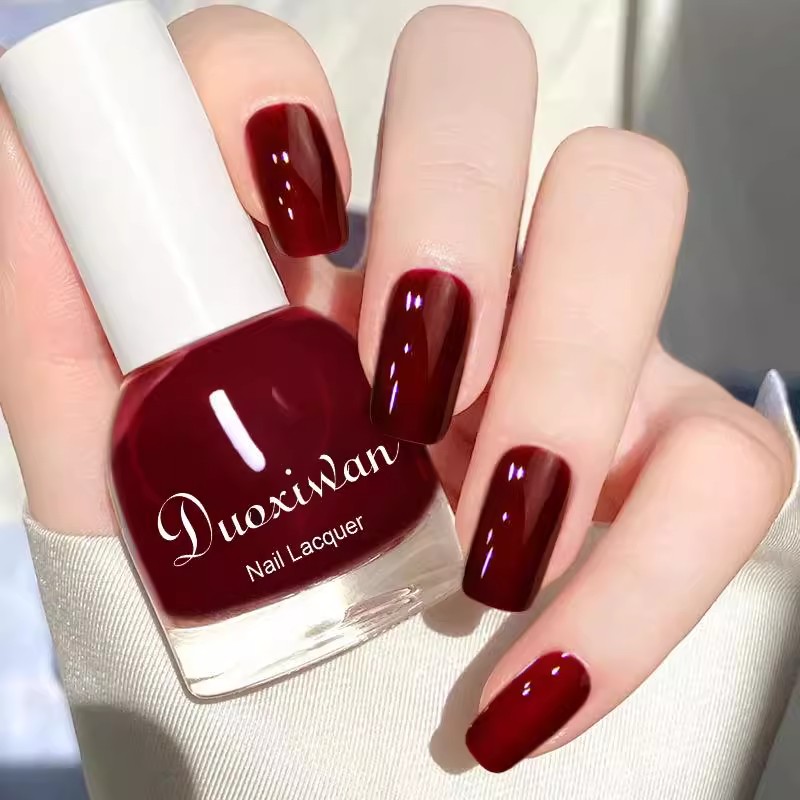 2025新款指甲油免烤快干脚趾甲油水性可剥撕拉持久车厘子酒红显白