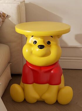 2024新款创意噗噗小熊客厅沙发边几可移动茶几床头柜落地装饰摆件