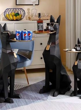 大型创意落地绅士狗摆件轻奢客厅装饰沙发电视柜家居托盘乔迁新居