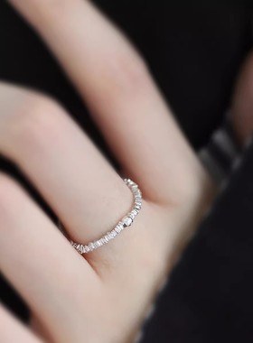 925银复古新中式素圈碎银子戒指环开口调节精致民族风女小众设计