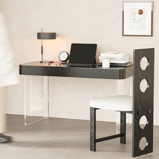 早迟包豪斯实木梳妆台卧室小户型亚克力化妆桌复古风极简办公书桌