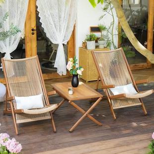 【六档调节】折叠躺椅桌椅家用藤椅庭院花园休闲户外桌椅组合躺椅
