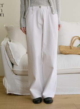 Letter from moon柔软纯棉阔腿裤2025春季新款休闲百搭通勤长裤女