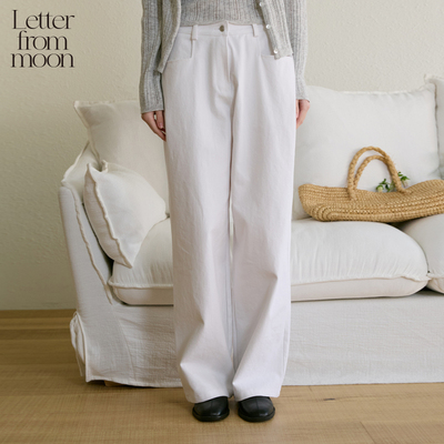 Letter from moon柔软纯棉阔腿裤2025春季新款休闲百搭通勤长裤女