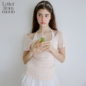 Letter 女 百搭甜美短袖 from moon简约大圆领韩系T恤2025年夏新款