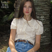 女24款 休闲短袖 from moon蝴蝶结蕾丝衬衫 张慧雯同款 Letter