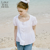 from 喇叭形短袖 moon法式 衬衫 Letter 新款 复古蕾丝泡泡袖 2025夏季