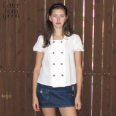 from 新款 moon双排扣法式 Letter 泡泡袖 上衣女2024夏季 A字摆短袖