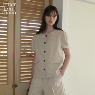 新款 Letter 外套2024夏季 moon简约休闲短袖 通勤休闲上衣女 from