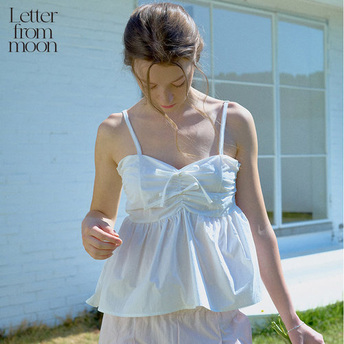 【赵露思同款】Letter from moon蝴蝶结褶皱吊带甜美度假风上衣女