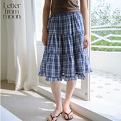 Letter 荷叶裙摆中长裙 新款 from moon复古甜美半身裙女2025年夏季