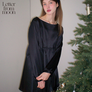 Letter moon月球来信假日绸缎迷你连衣裙自然可爱绸缎公主裙 from