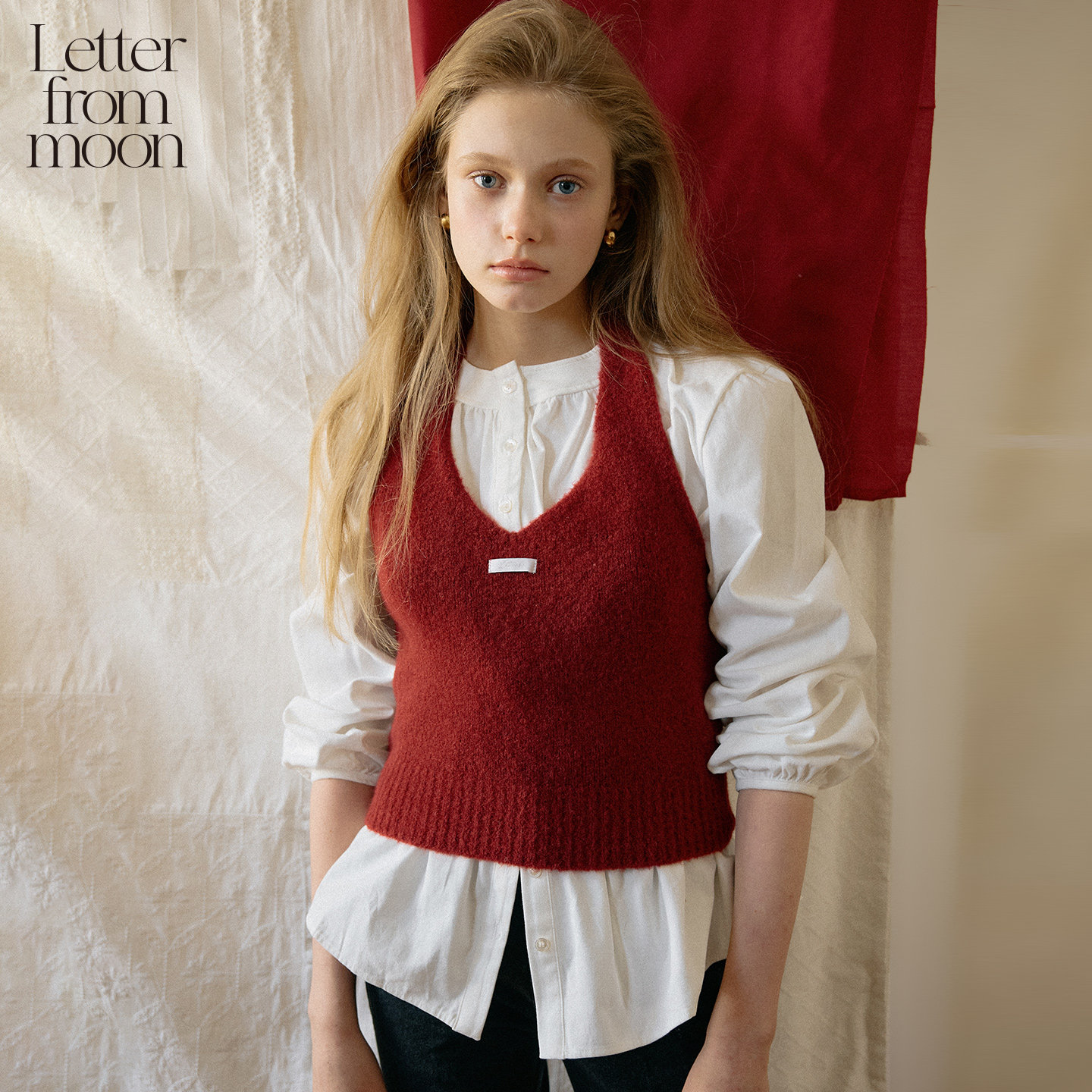 【卢昱晓同款】Letter from moon 25秋季新款羊毛背心少女针织衫,女装/女士精品,毛针织衫,淘宝优惠券,粉丝福利购,淘宝优惠卷