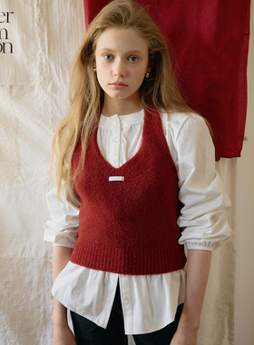 【卢昱晓同款】Letter from moon 25秋季新款羊毛背心少女针织衫