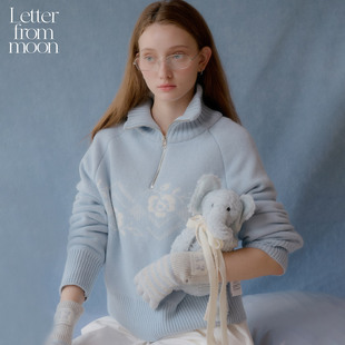 新款 moon针织半拉链套头上衣2025年冬季 羊毛针织毛衣 from Letter