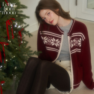 from Letter moon北欧雪花拉链外套费尔岛风针织毛衣女 圣诞款