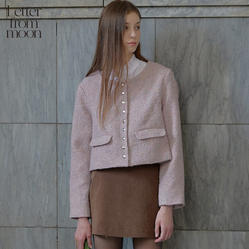 Letter from moon法式复古粗花呢短款夹克2024秋季新款小香风外套