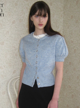 【张慧雯同款】Letter from moon秋冬复古泡泡袖叠穿开衫女短袖
