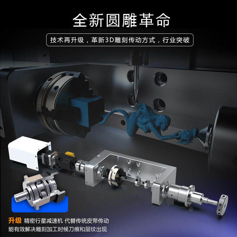 玉石雕刻机工业级高精度3d翡翠木雕桌面台式全自动电脑玉雕机
