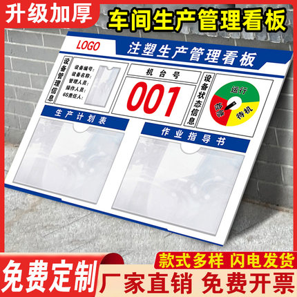注塑机生产看板公示栏工厂车间生产管理看板定制运行维护设备状态管理标识牌壁挂式宣传栏亚克力公司牌墙贴