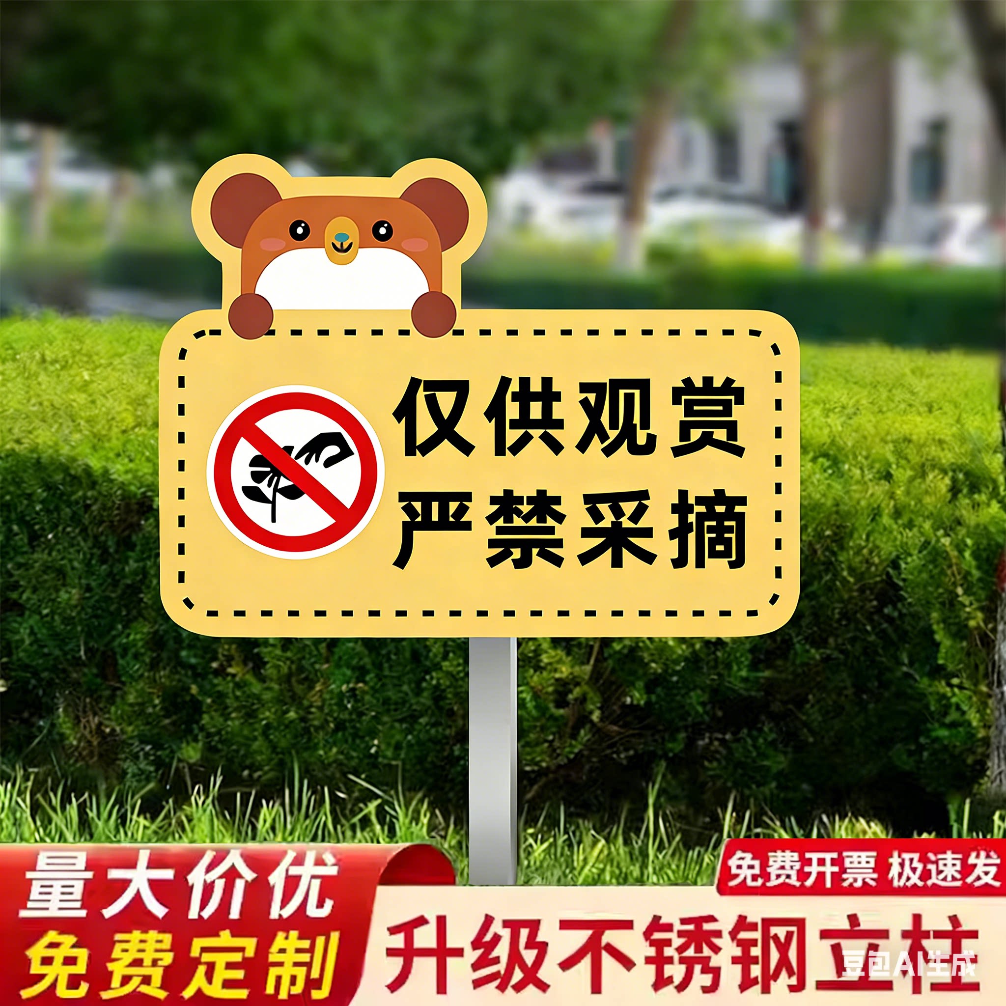 【升级插地牌】禁止采摘警示牌