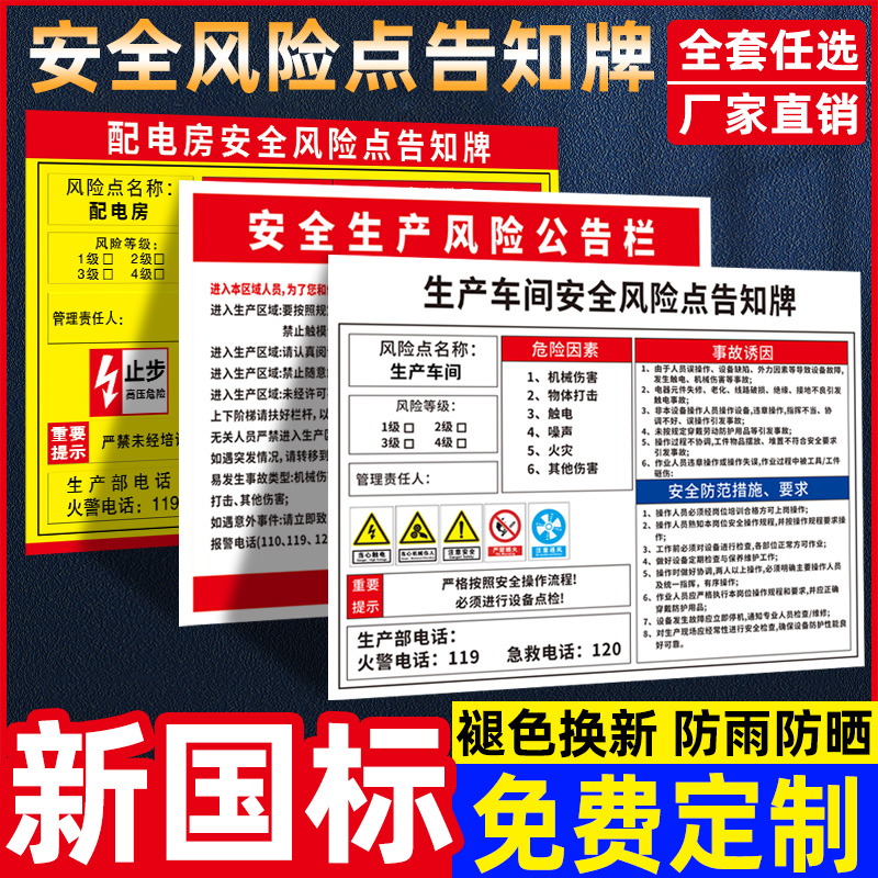 【可定制】车间安全风险点告知牌