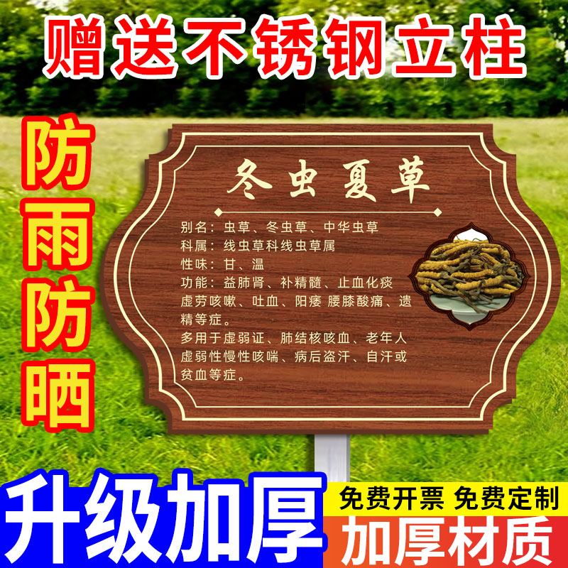 中药标识牌药材简介提示牌名贵树木花木百科插地牌学校公园绿化信息名牌定制百草园科普植物花卉品种介绍牌