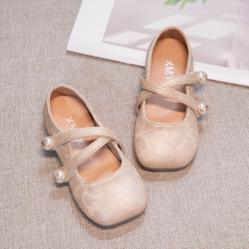 ABC Fans女童汉服鞋马面裙单鞋时尚公主鞋子2025春秋新款女孩皮鞋
