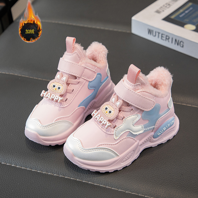ABC Fans女童加绒棉鞋2025冬季新款中大童加厚雪地靴儿童保暖棉靴