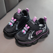 儿童软底跑步鞋 ABC 卡通童鞋 2025春秋新款 Fans女童鞋 子黑色运动鞋