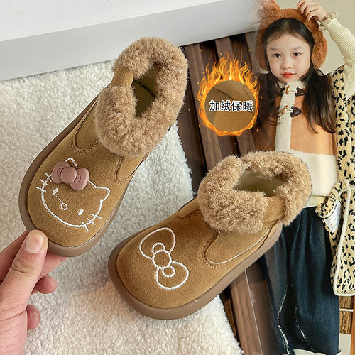 ABC Fans女童加绒勃肯靴子加厚保暖雪地靴2025冬季新款女孩棉靴子