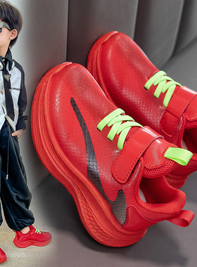 ABC Fans男童运动鞋2025春秋新款中大童软底防滑休闲鞋儿童红色鞋