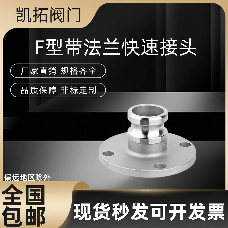 304不锈钢法兰阳端F型带法兰快速接头油罐车公头法兰盘接头2寸3寸