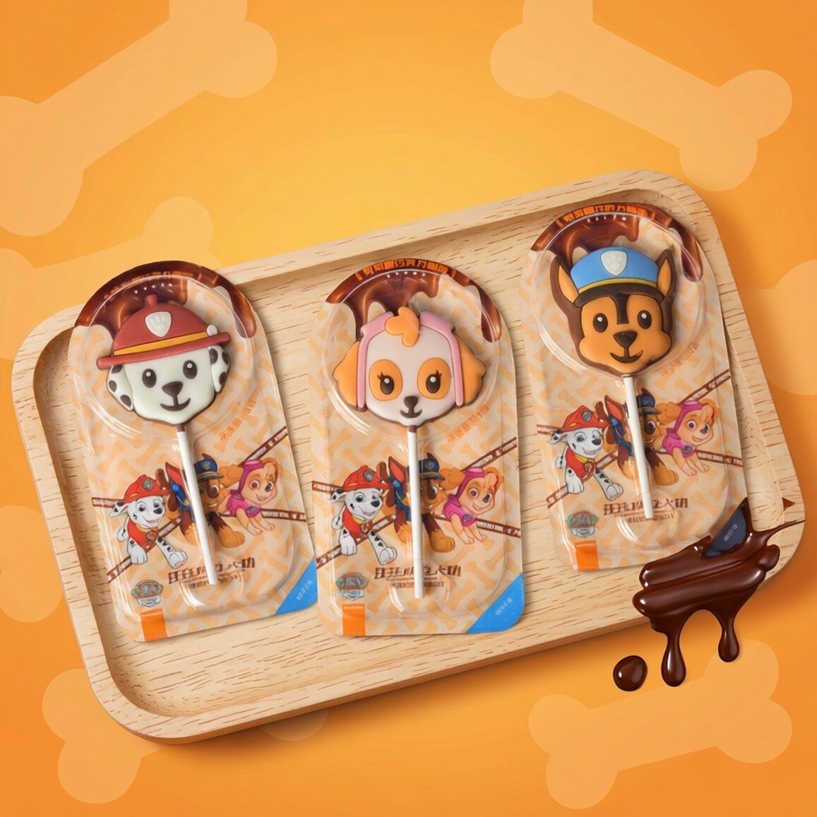 巧力美汪汪队巧克力棒棒糖果卡通儿童零食礼物纯可可脂巧克力儿童